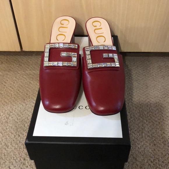 Gucci Red leather mules 👠 💄 - Picture 1 of 6